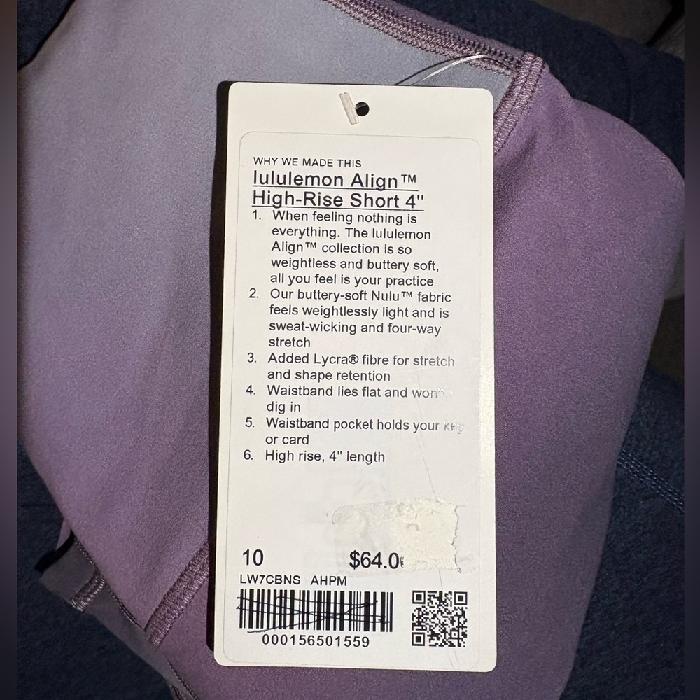 Lululemon Lululemon Align High-Rise Short 4"
Aurora Haze Purple Multi - Picture 13 of 14
